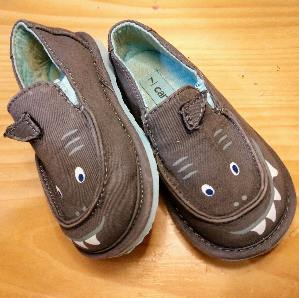 Carter's Brown Shark Face Toddler Slip-On Sneakers